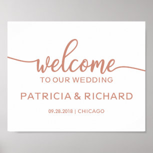 Poster Bienvenue à notre Mariage Rose Gold Sign