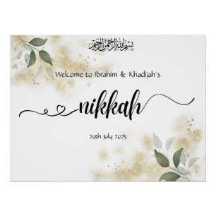 Poster Bienvenue à notre Nikkah - Panneau de mariage isla