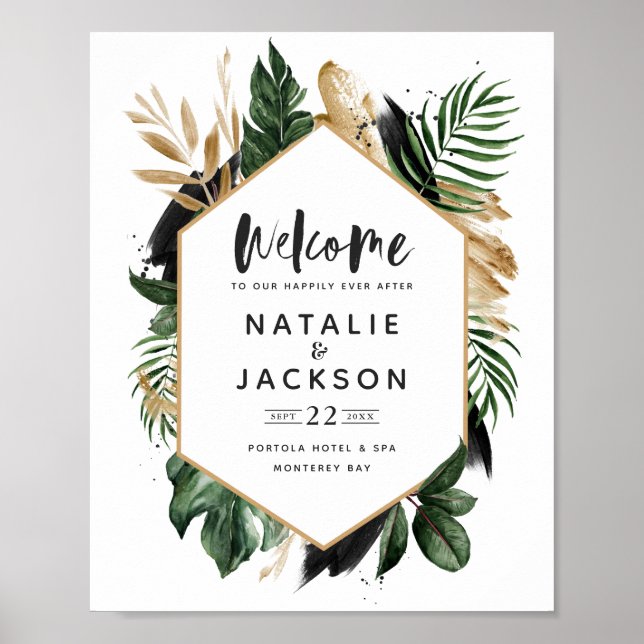 Poster Bienvenue à notre tropical mariage (Devant)