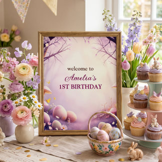 Poster Bienvenue à un anniversaire de Pâques pour enfants
