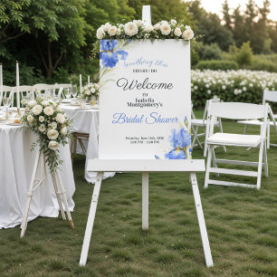 Poster Bienvenue à une Baby Shower de mariage Iris Bleu Q