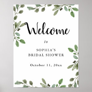 Poster Bienvenue à une Baby Shower Florale   Aquarelle Si