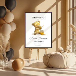 Poster Bienvenue à une Baby Shower Ours en Miel Minimalis