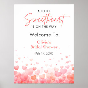 Poster Bienvenue à une Baby Shower Rose et Rouge Un Petit