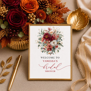 Poster Bienvenue à une douche de mariage romantique autom