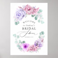 Bienvenue à une douche nuptiale aux fleurs violett