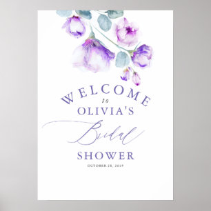 Poster Bienvenue à une élégante douche de mariage aux fle