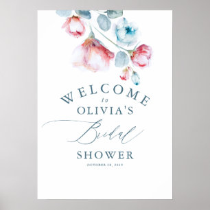 Poster Bienvenue à une élégante douche de mariage Dusty B