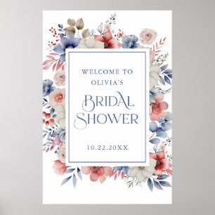 Poster Bienvenue à une élégante douche de mariée florale 