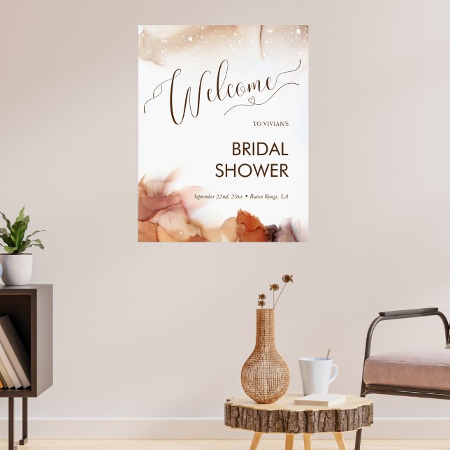 Poster Bienvenue à une élégante douche nuptiale à l'encre (Salon 3)