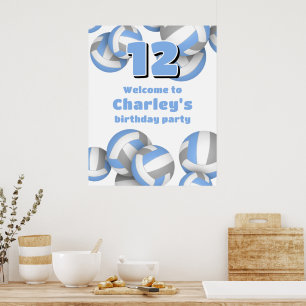 Poster Bienvenue à une fête d'anniversaire avec des volle