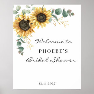 Poster Bienvenue à une réception de mariage floral Eucaly