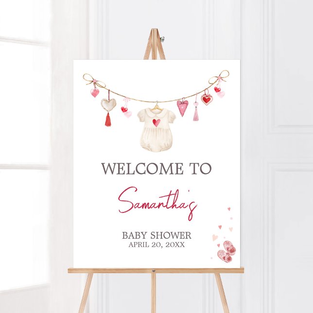 Poster Bienvenue à Valentine Sweetheart (A Little Sweetheart Valentine Baby Shower Welcome Sign)