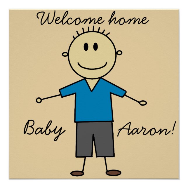 Poster Bienvenue Accueil Nouveau bébé Nom du bébé Petit c (Devant)