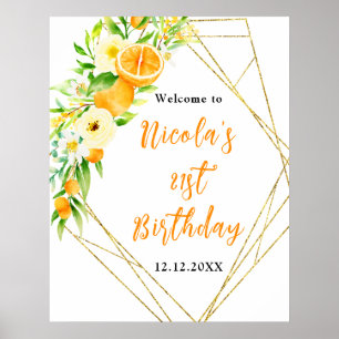 Poster Bienvenue Anniversaire Citrus Oranges