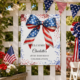 Poster Bienvenue arc patriotique rouge blanc bleu pour an
