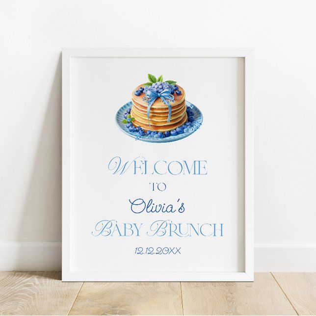 Poster Bienvenue au Baby Brunch Bébé Crêpes aux Bleuets (Créateur téléchargé)