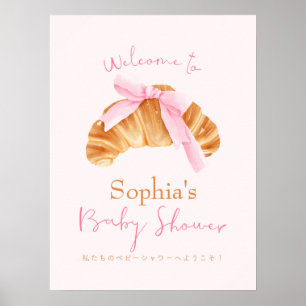 Poster Bienvenue au Baby Shower Croissant au Four