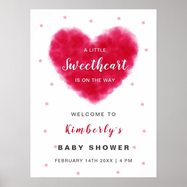 Poster Bienvenue au Baby shower de Valentines (Devant)