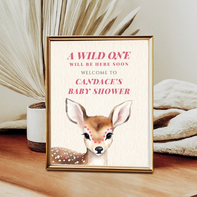 Poster Bienvenue au Baby shower Wild One Deer (Créateur téléchargé)