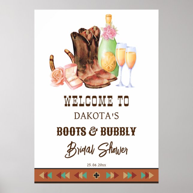 Poster Bienvenue au brunch de cowgirl occidental avec bot (Devant)