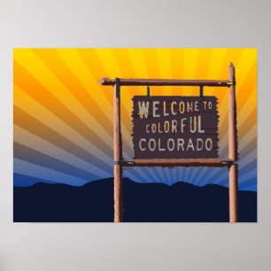 Poster bienvenue au colorado coloré