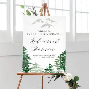 Poster Bienvenue au dîner de répétition aquarelle Woodlan