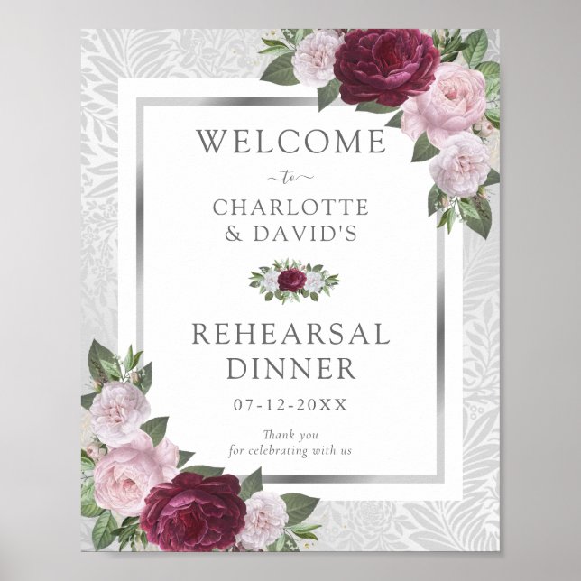 Poster Bienvenue au dîner de répétition de mariage bordea (Devant)