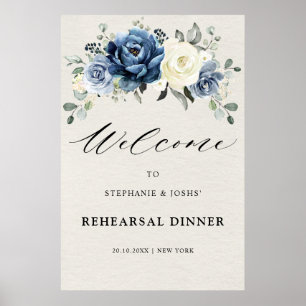 Poster Bienvenue au dîner de répétition Dusty Blue Champa