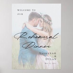 Poster Bienvenue au dîner de répétition élégant avec phot