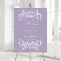 Bienvenue au mariage avec cadre floral vintage lav