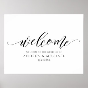 Poster Bienvenue au Mariage Calligraphie Moderne pour Ent