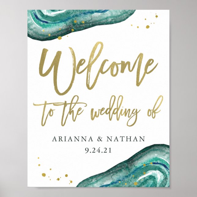 Poster Bienvenue au Mariage de la géoode turquoise et de  (Devant)