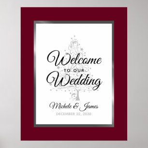 Poster Bienvenue au mariage d'hiver de Noël en Bourgogne
