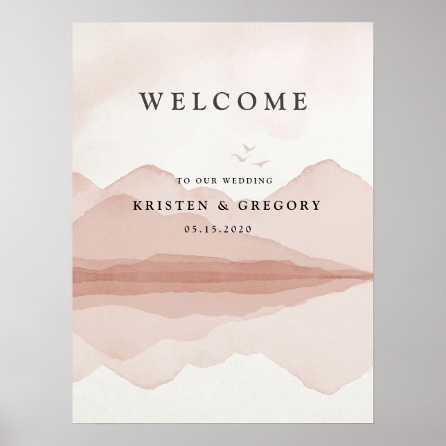 Poster Bienvenue au Mariage du paysage de la chaîne de mo (Devant)