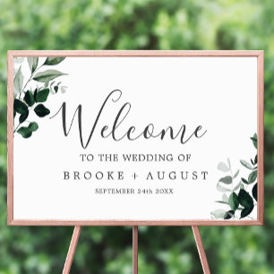 Poster Bienvenue au Mariage Emerald Greenery