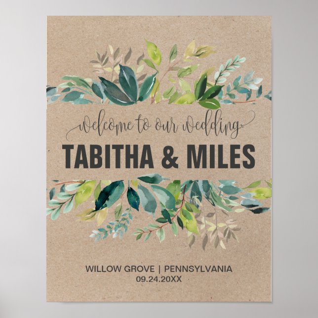 Poster Bienvenue au Mariage Kraft Foliage (Devant)