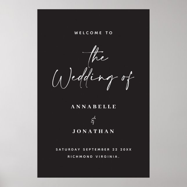 Poster bienvenue au mariage mariage de typographie modern (Devant)