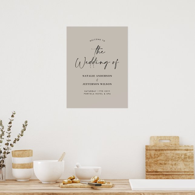 Poster bienvenue au mariage mariage de typographie modern (Cuisine)