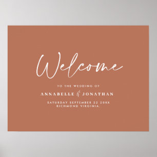 Poster Bienvenue au mariage moderne mariage en terre cuit