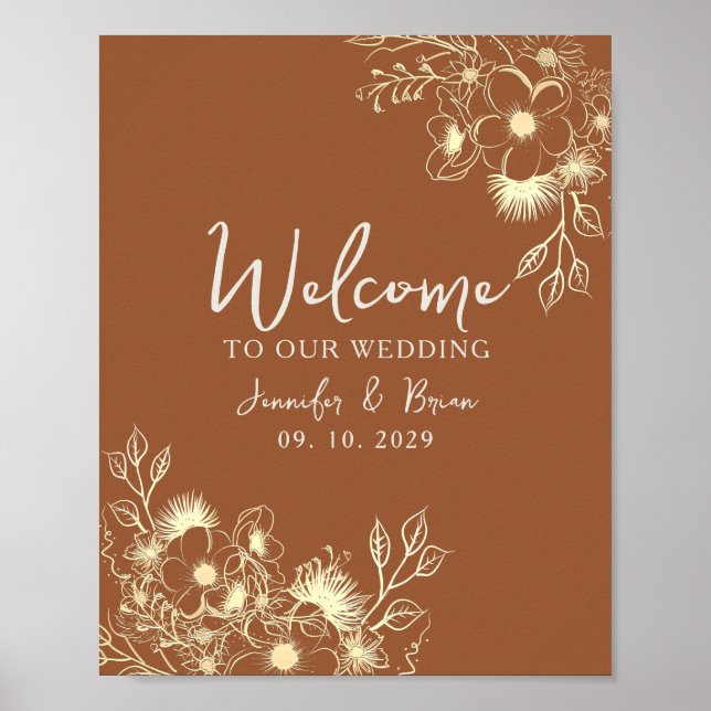 Poster Bienvenue au Mariage orange brûlé (Devant)