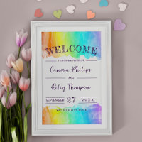 Bienvenue au Mariage Rainbow Watercolor Splash LGB