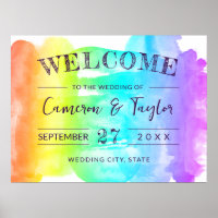 Bienvenue au Mariage Rainbow Watercolor Splash LGB