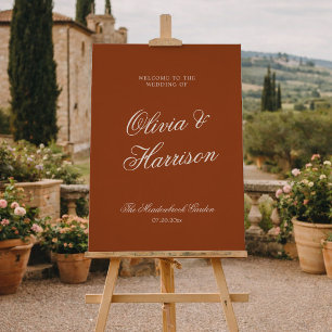 Poster Bienvenue au mariage Terracotta Burnt Orange Old M