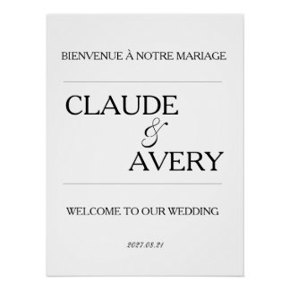 Poster Bienvenue au mariage tout simple en français et en