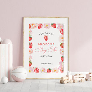 Poster Bienvenue au premier anniversaire de Berry avec un
