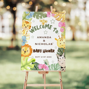 Poster Bienvenue au Safari Botanique pour une Baby Shower