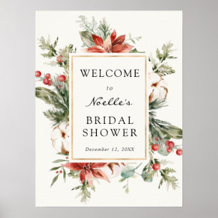 Poster Bienvenue au Shower de Mariée Hivernal Évérgreen P