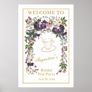 Poster Bienvenue au Thé de Mariage aux Fleurs Sauvages Sé