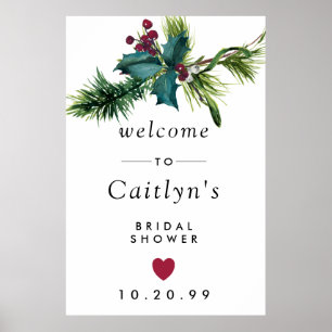 Poster Bienvenue au thème botanique de mariage avec Holly